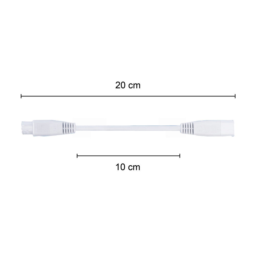 T5 connecting cable | 20 cm | White rubber, male/female connector