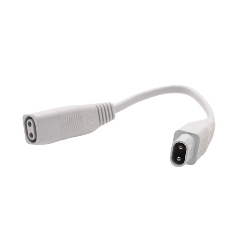 T5 connecting cable | 20 cm | White rubber, male/female connector