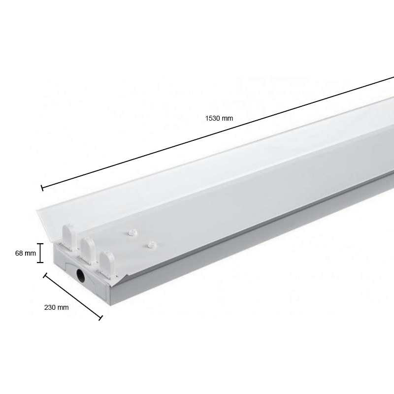 Triple led TL armatuur met reflector | IP22 | 150cm