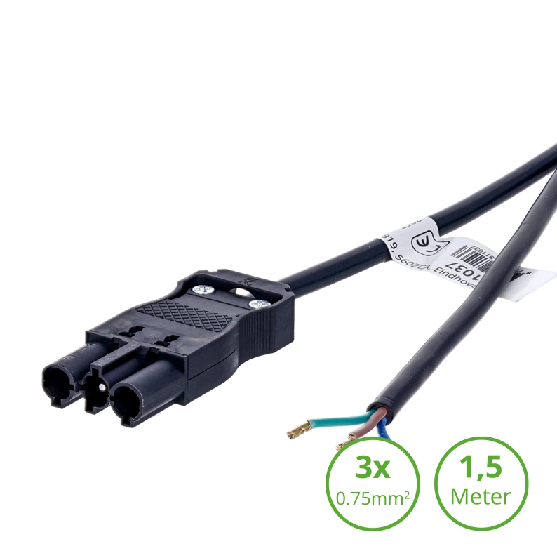 3-SWP connection cable male | 1.5 metre | 3x0.75 mm&sup2; | Black
