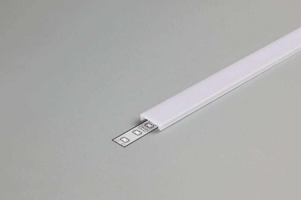 Klikbare cover tbv opbouwprofiel vlak tot 10mm | 2M | Wit