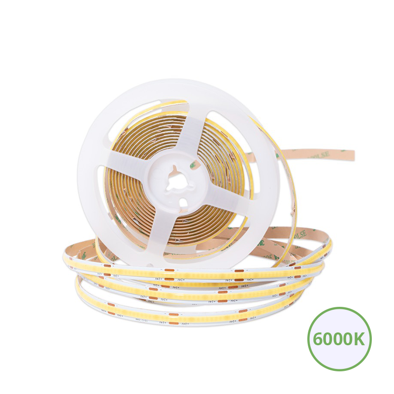 COB ledstrip 8mm | 6000K | 24V | 10W/m | 5M | vrij knipbaar | IP20