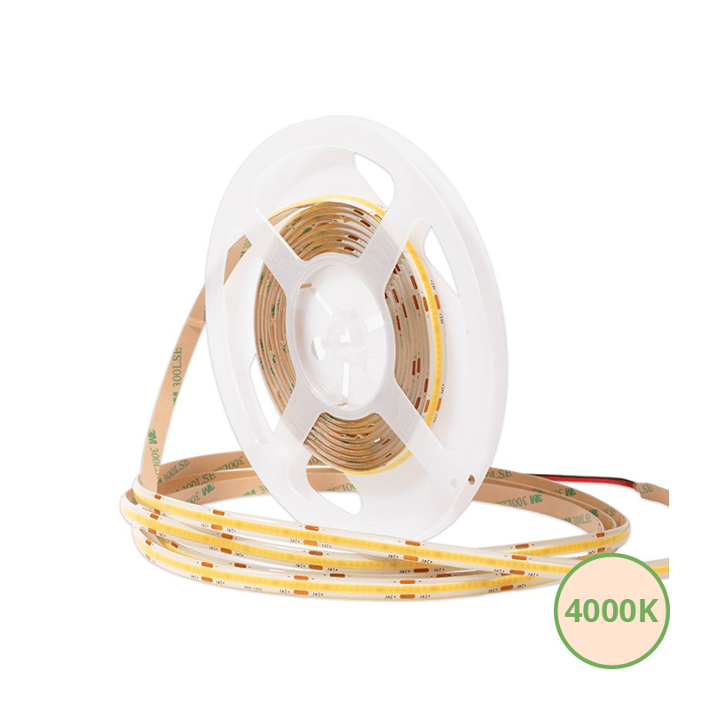 COB ledstrip 10mm | 4000K | 24V | 10W/m | 5M | vrij knipbaar | IP65