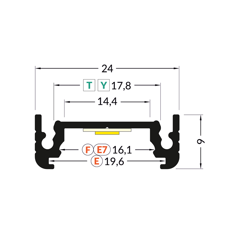 Ledstrip opbouwprofiel vlak tot 14mm | 2M | Wit
