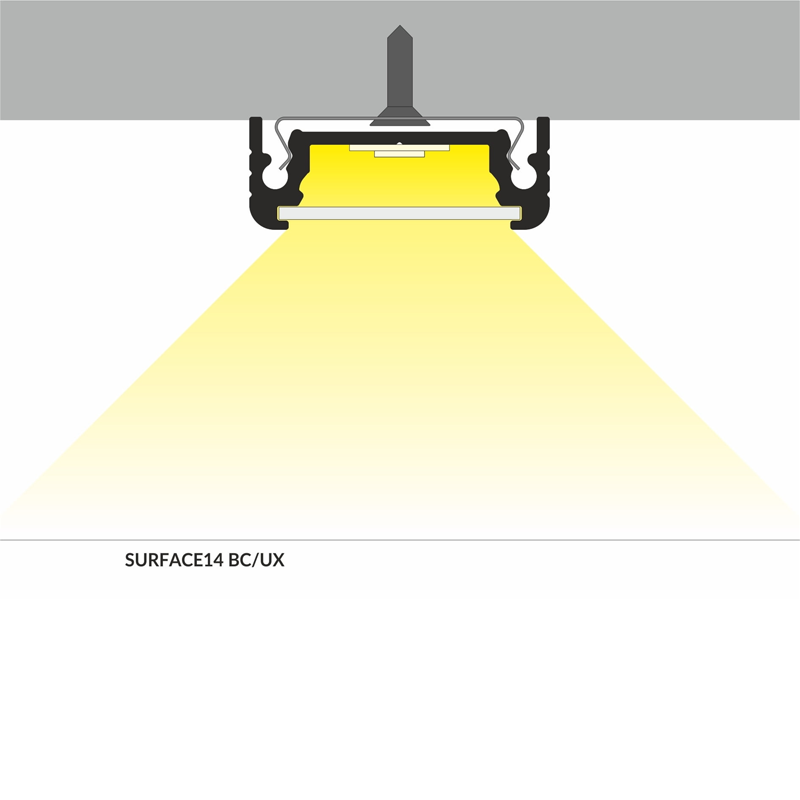 Ledstrip opbouwprofiel vlak tot 14mm | 2M | Zwart