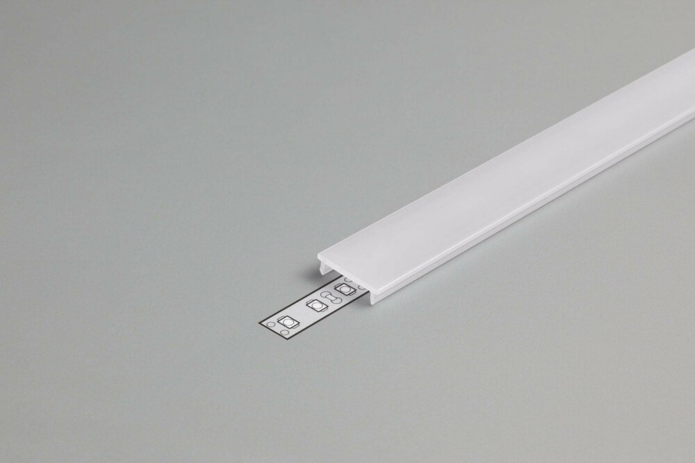 Klikbare cover tbv opbouwprofiel vlak tot 14mm | 2M | Wit