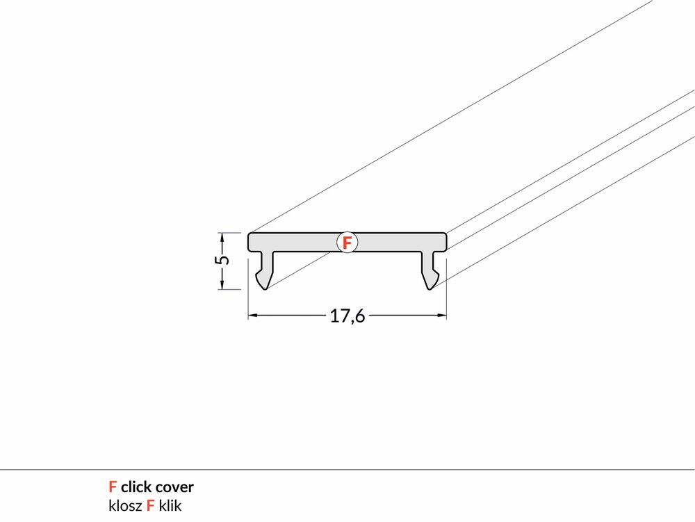 Klikbare cover tbv opbouwprofiel vlak tot 14mm | 2M | Wit