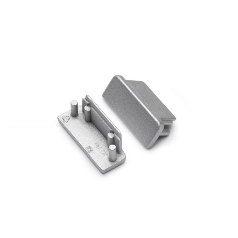 Eindkap tbv opbouwprofiel vlak tot 14mm | Zilver | 2 stuks