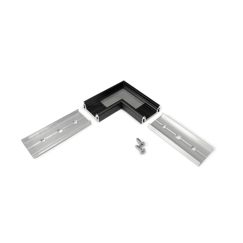 Hoekstuk tbv opbouwprofiel vlak tot 14mm | Zwart