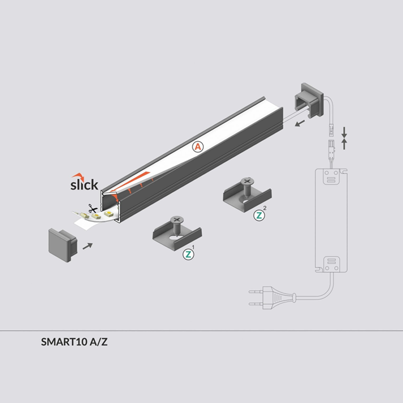Ledstrip opbouwprofiel vierkant tot 10mm | 2M | Zilver