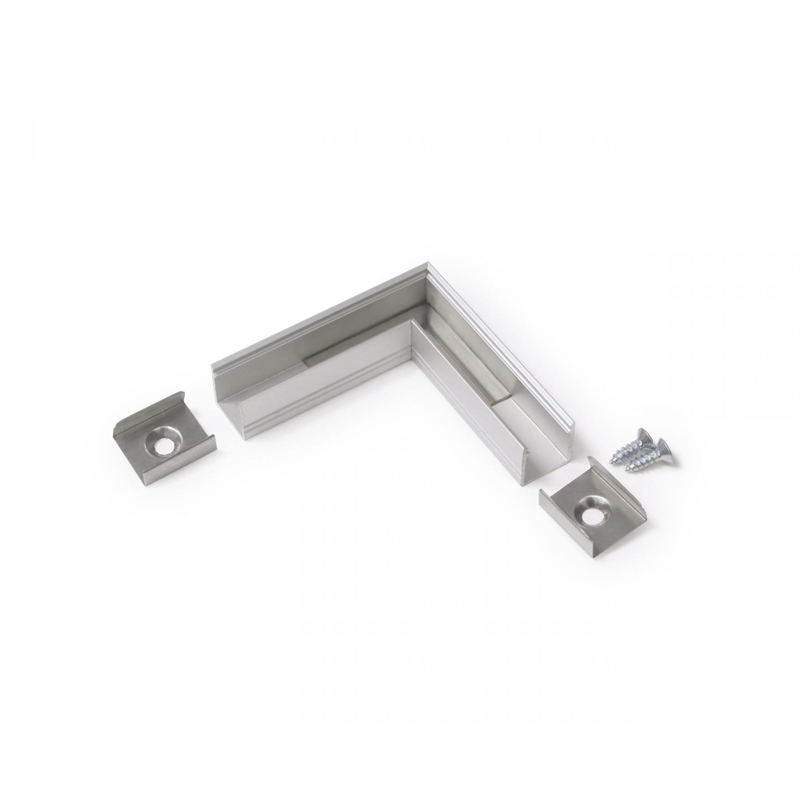 Hoekstuk tbv opbouwprofiel vierkant tot 10mm | Zilver