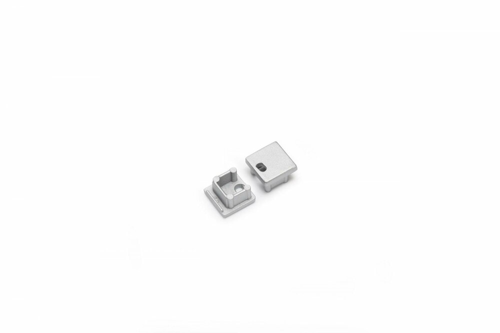 Eindkap met kabelopening tbv opbouwprofiel vierkant tot 10mm | Zilver | 20 stuks