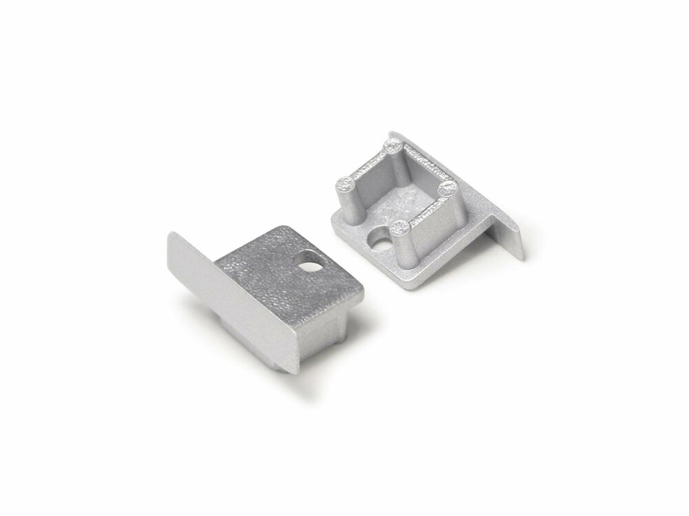Eindkap met kabelopening tbv inbouwprofiel tot 10mm | Zilver | 20 stuks