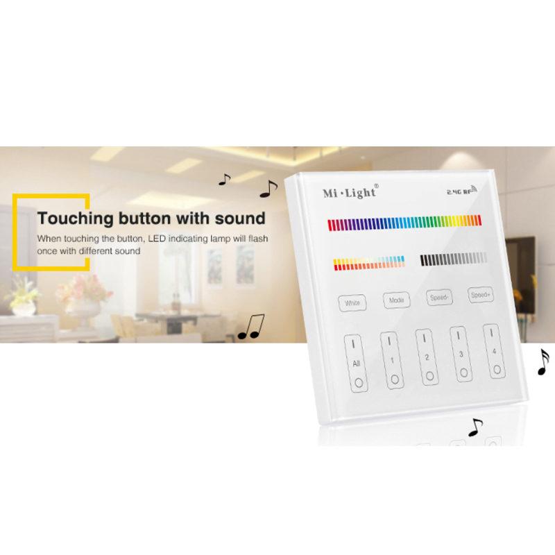 Afstandsbediening | RGB+CCT | 4-zones | 220V | Wandmontage | Mi-Light
