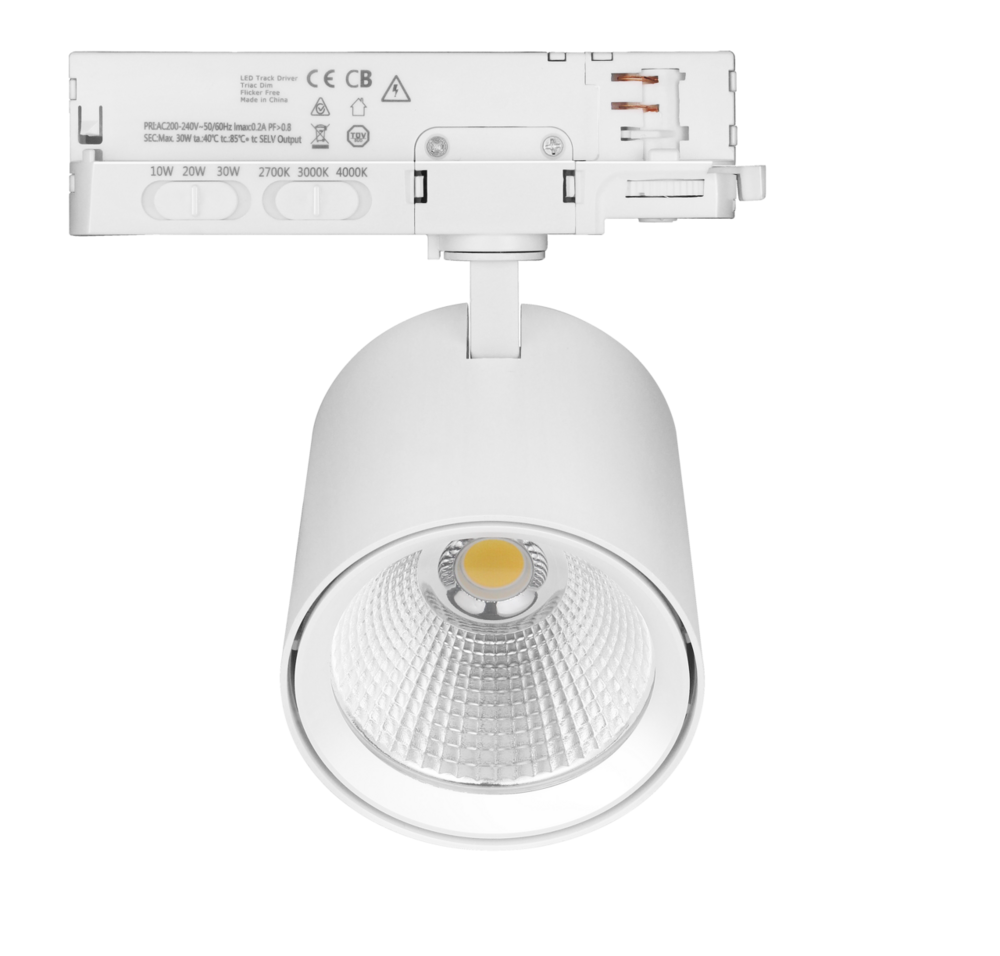 3-fase dimbare railspot | 10-20-30W | CCT-switch | Wit