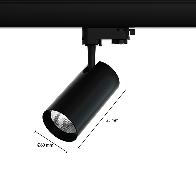 3-fase railspot 7W | 3000K | Zwart