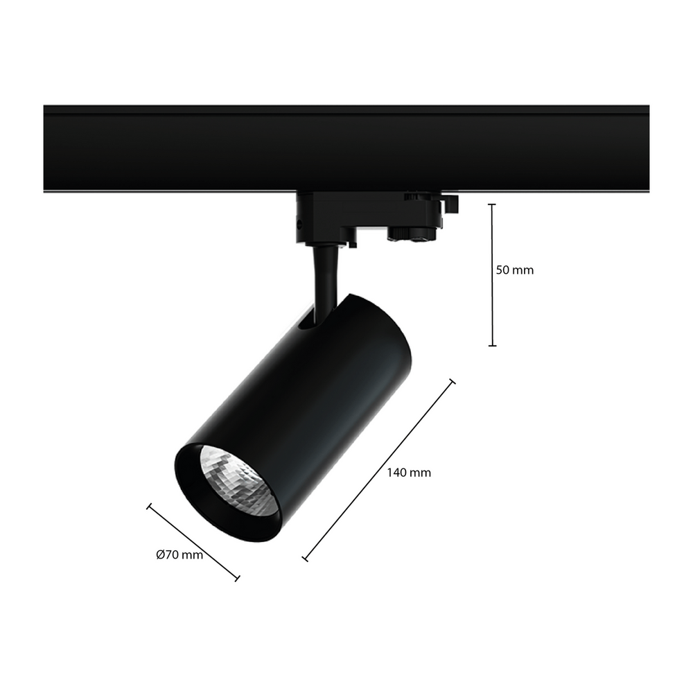 3-fase railspot 10W | 4000K | Zwart