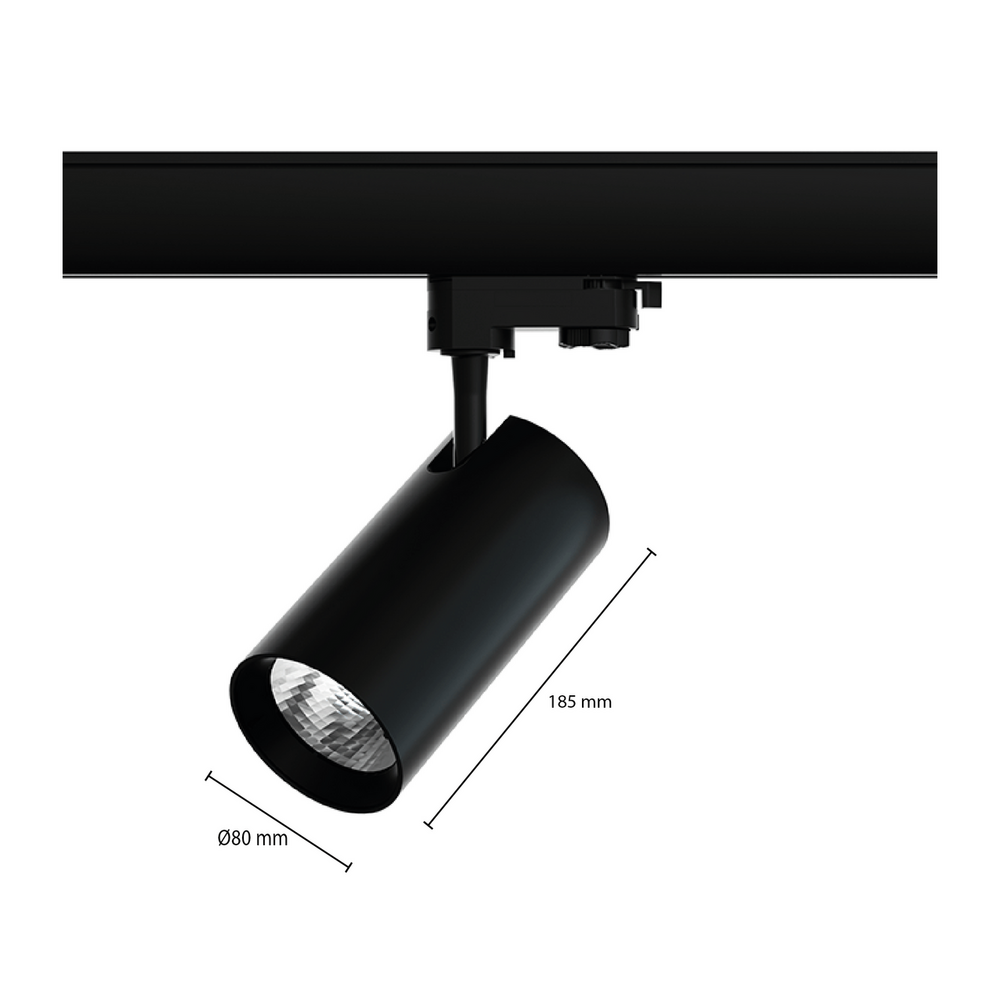 3-fase railspot 20W | 4000K | Zwart