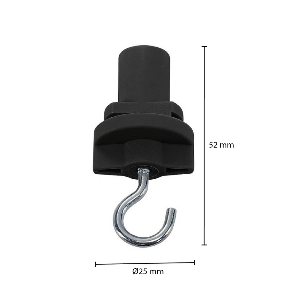 3-fase railadapter met haak | Zwart