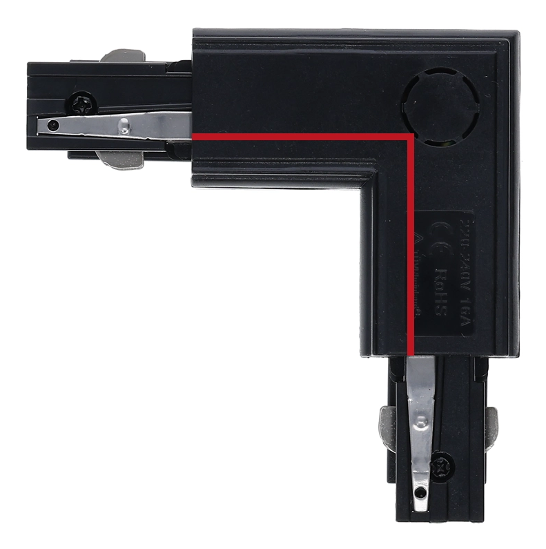 3-fase rail L-connector | Binnenhoek | Zwart