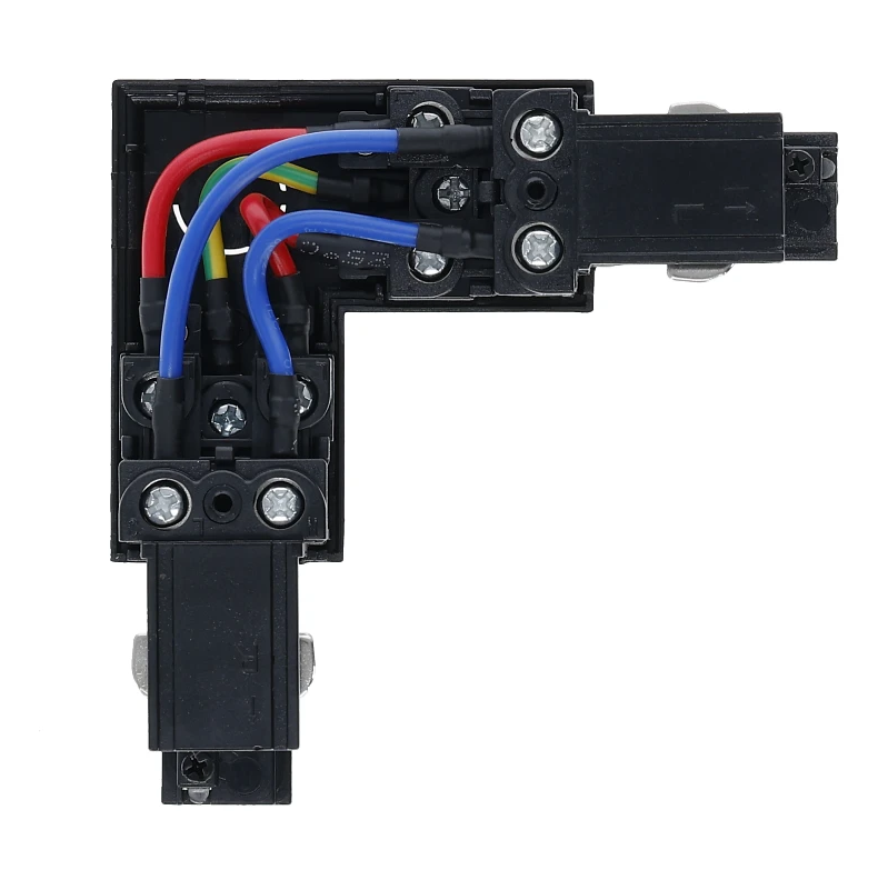 3-fase rail L-connector | Buitenhoek | Zwart