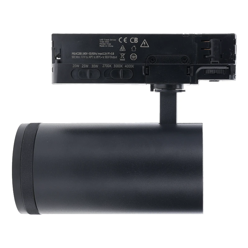 3-fase railspot | Zoomfunctie | 20-25-30W | CCT-switch | Zwart