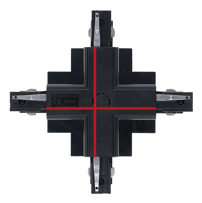 3-Phasen Einbauschiene X-Verbinder |  Schwarz