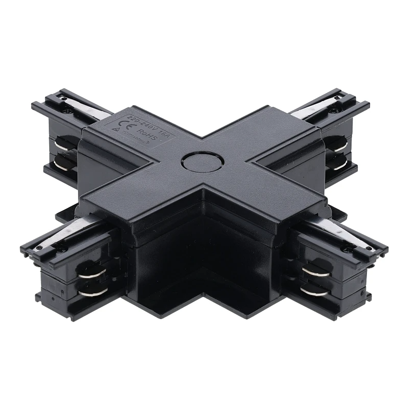 3-Phasen Einbauschiene X-Verbinder |  Schwarz