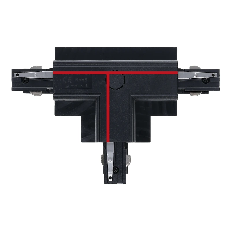 3-fase inbouwrail T-connector | Links-1 | Zwart