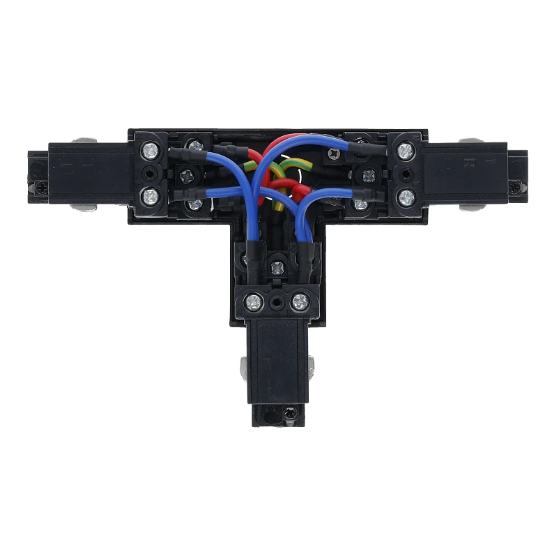 3-Phasen Einbauschiene T-Verbinder | Links-2 | Schwarz