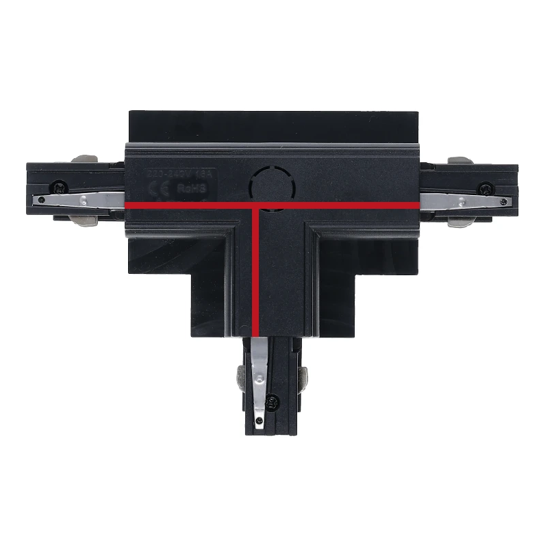 3-Phasen Einbauschiene T-Verbinder | Links-2 | Schwarz