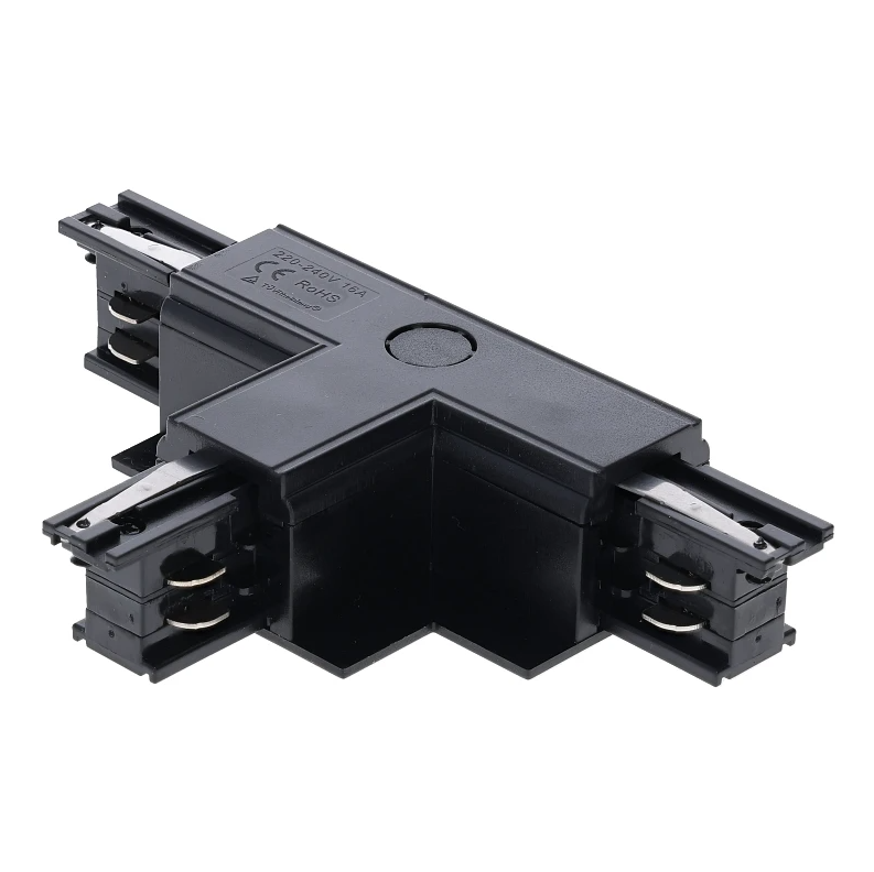 3-Phasen Einbauschiene T-Verbinder | Links-2 | Schwarz