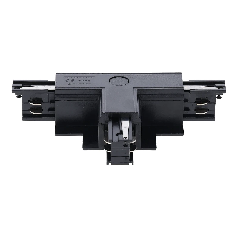 3-fase inbouwrail T-connector | Rechts-2 | Zwart