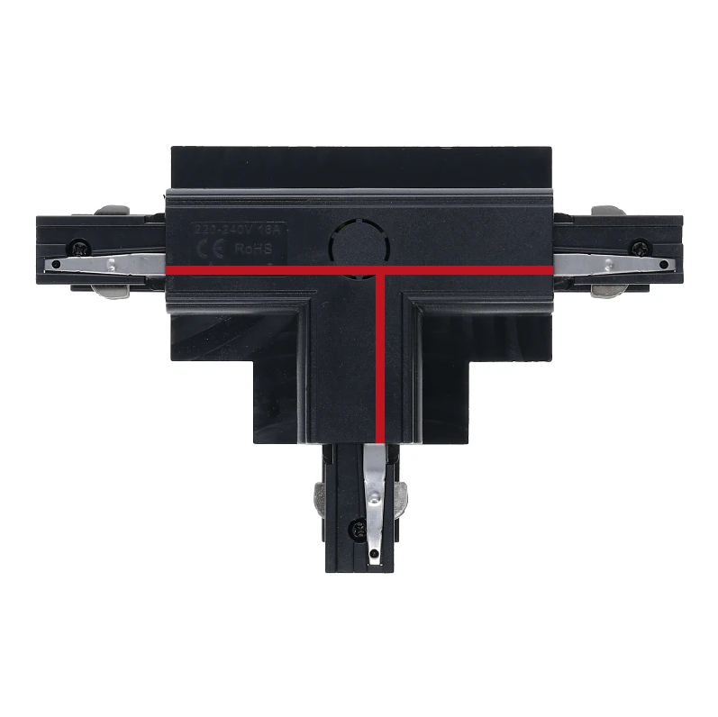 3-fase inbouwrail T-connector | Rechts-2 | Zwart