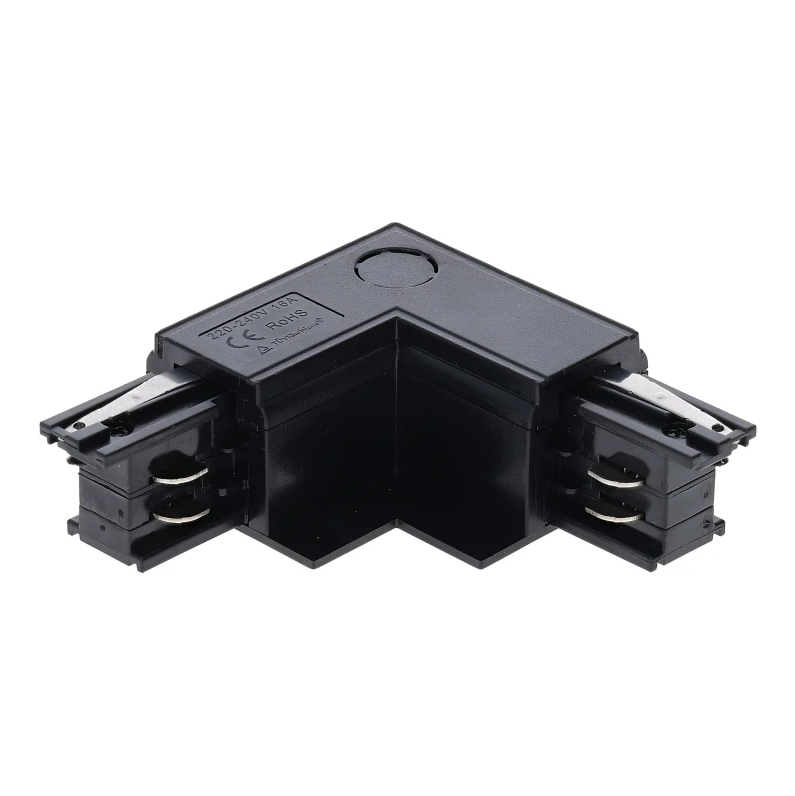 3-Phasen Einbauschiene L-Verbinder | Au&szlig;enwinkel | Schwarz