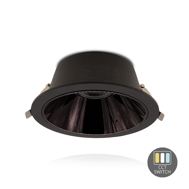 Led downlight Kerber | &Oslash;130mm | 16W | CCT-switch | Zwart
