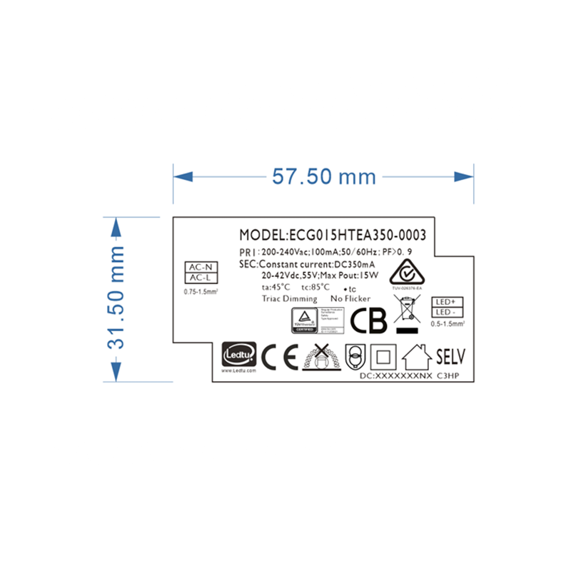 Led driver | Dimbaar | 350mA | 14-15W | Voor Sia &amp; Ortho