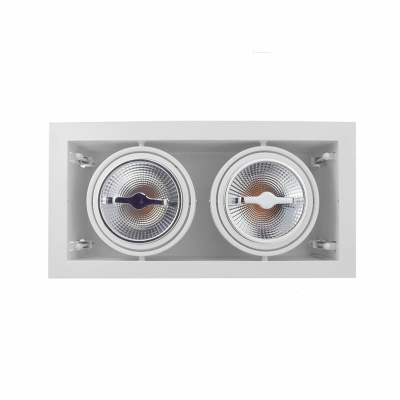 LED Einbauspot-Geh&auml;use &ndash; 2x AR111 Wei&szlig; | Aufliegender Rahmen