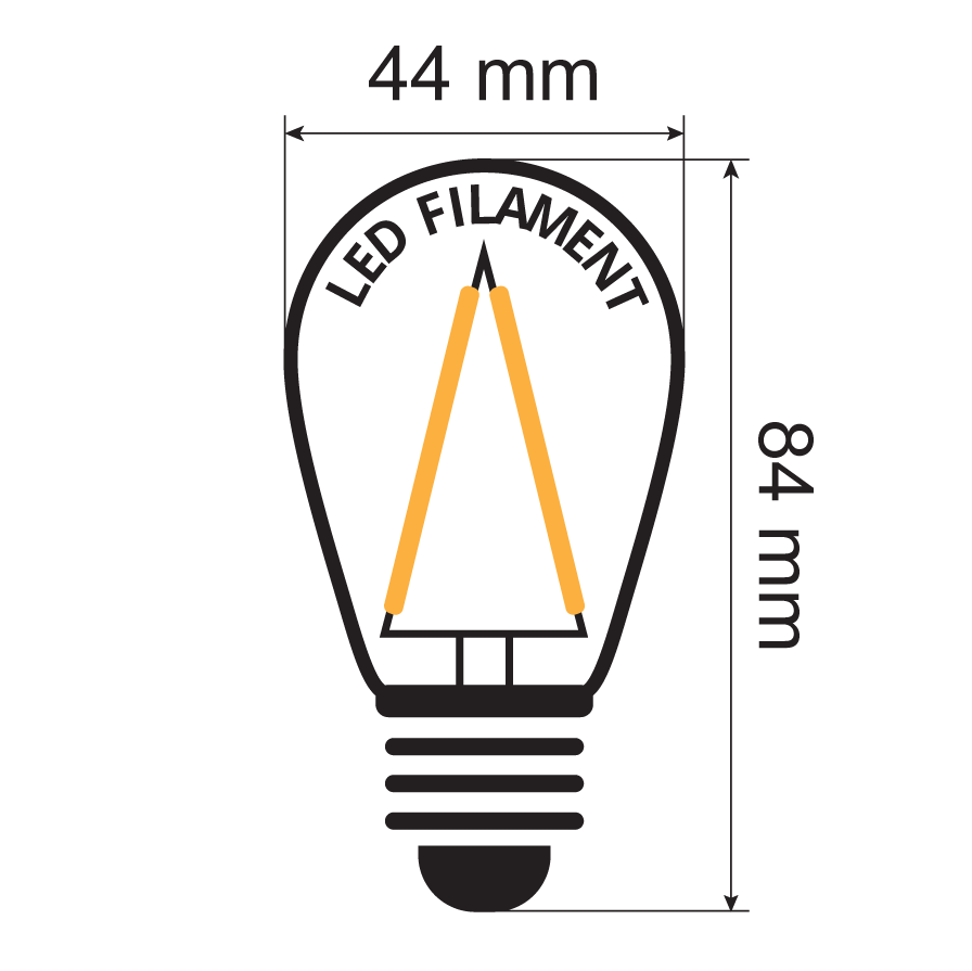 E27 dimmbare Filamentlampe | 3W | 2000K | Dreiecksfilament | Geeignet f&uuml;r Festoonkabel