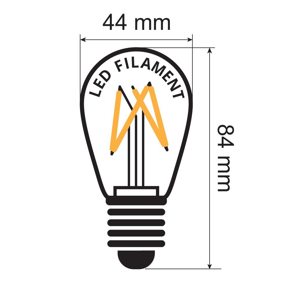 E27 Filamentlampe | 4W | 2650K | Dreiecksfilament | Geeignet f&uuml;r Festoonkabel