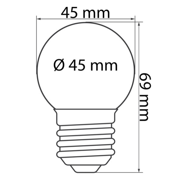 E27 farbige LED Lampe | 6 Farben | Rot/Gelb/Gr&uuml;n/Orange/Blau/Rosa | &Oslash;45 | Geeignet f&uuml;r Festoonkabel