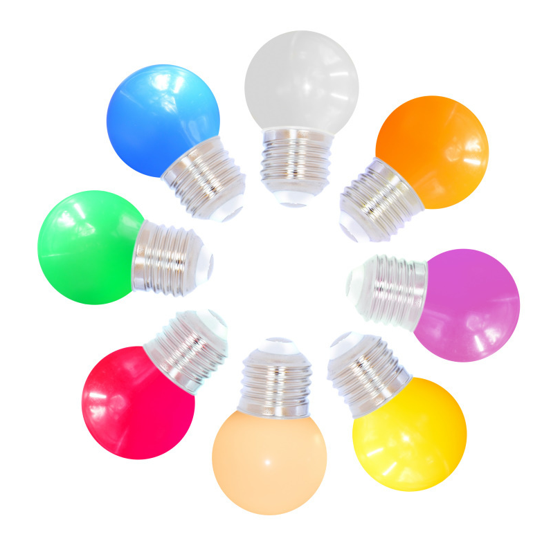 E27 farbige LED Lampe | 8 Farben | Rot/Gelb/Gr&uuml;n/Orange/Blau/Rosa/Wei&szlig;/Warmwei&szlig; | &Oslash;45 | Geeignet f&uuml;r Festoonkabel