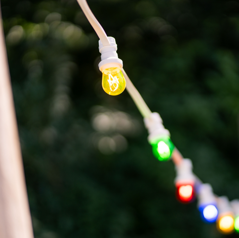 E27 farbige dimmbare Filamentlampe | Dimmbar | 3,5W | Gelb | Dreiecksfilament | Geeignet f&uuml;r Festoonkabel