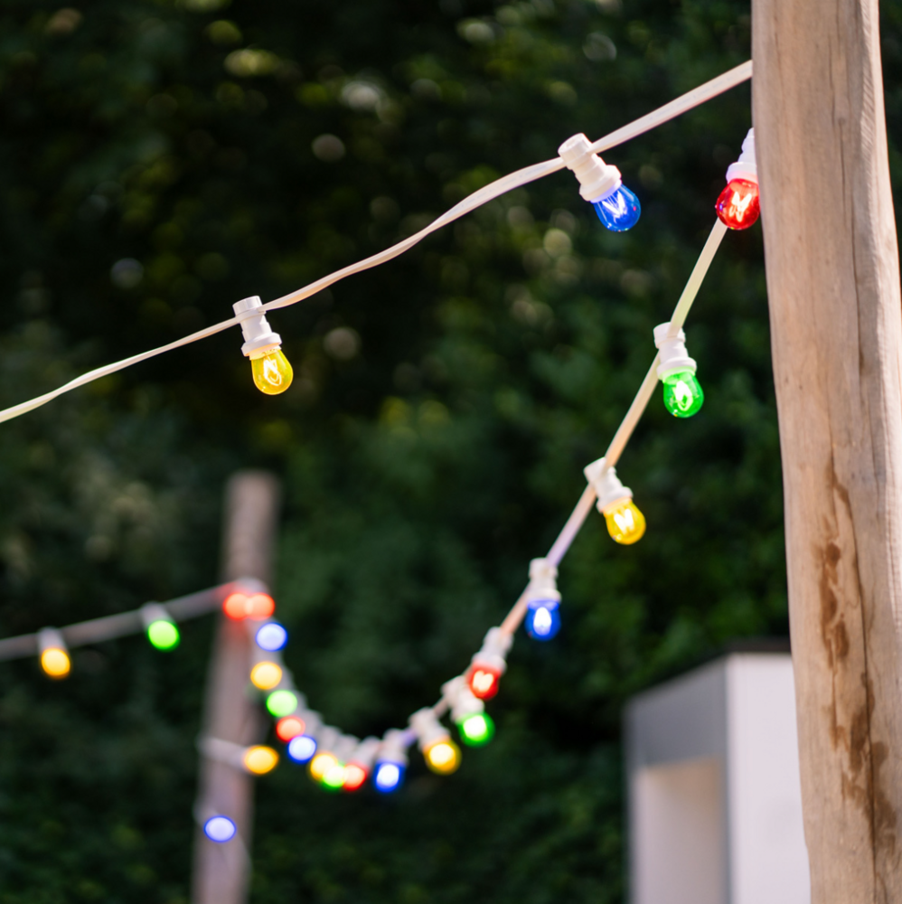 E27 farbige dimmbare Filamentlampe | Dimmbar | 3,5W | Blau | Dreiecksfilament | Geeignet f&uuml;r Festoonkabel