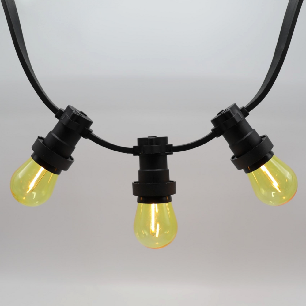 E27 farbige Lampe | 1W | Gelb | Gerades Filament | Geeignet f&uuml;r Festoonkabel