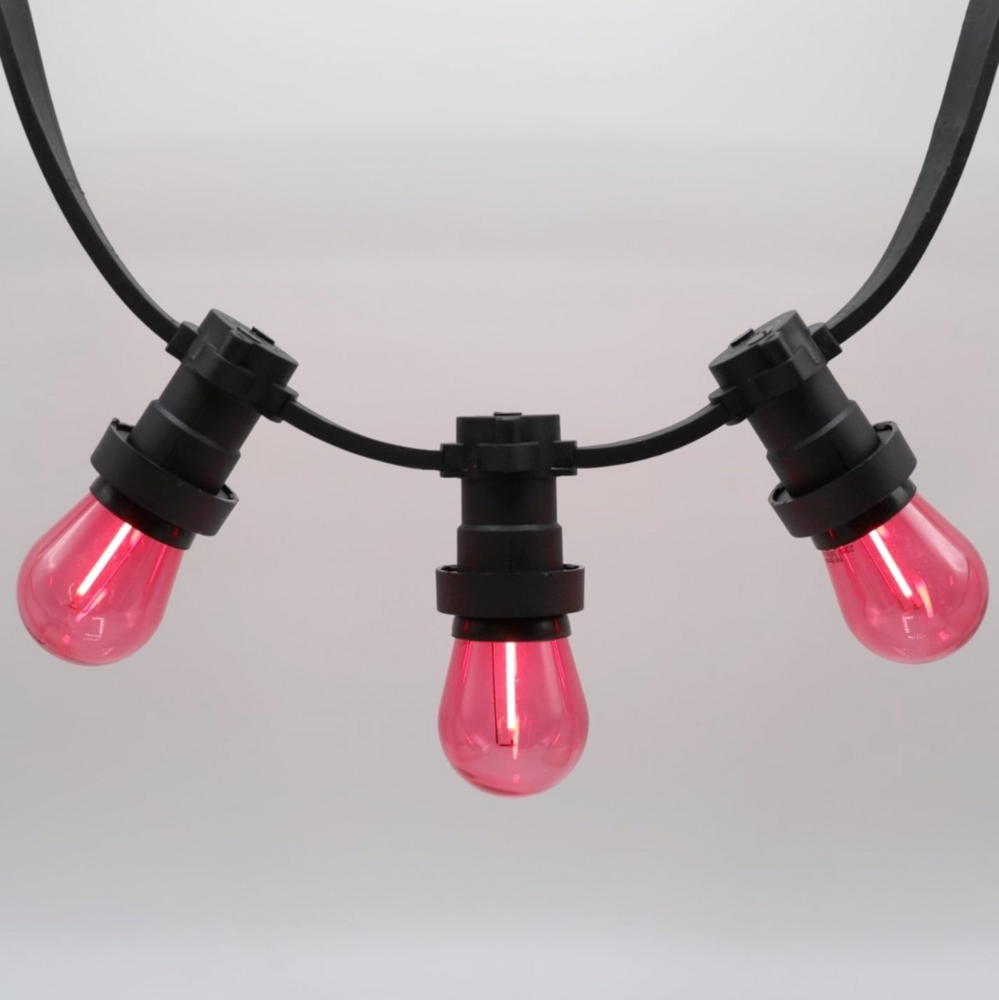 E27 farbige Lampe | 1W | Rot | Gerades Filament | Geeignet f&uuml;r Festoonkabel