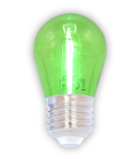E27 farbige Lampe | 1W | Gr&uuml;n | Gerades Filament | Geeignet f&uuml;r Festoonkabel