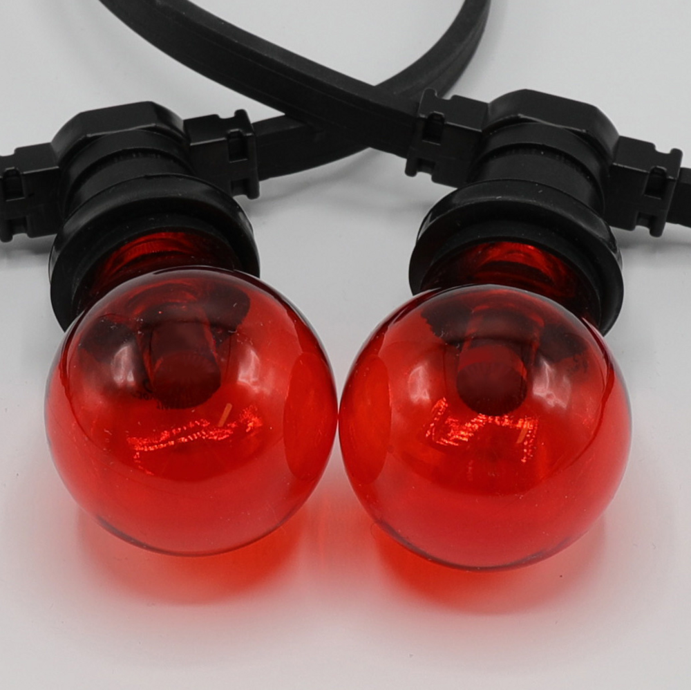 E27 farbige Lampe | 1W | Rot | Mit Linse | &Oslash;60 | Geeignet f&uuml;r Festoonkabel