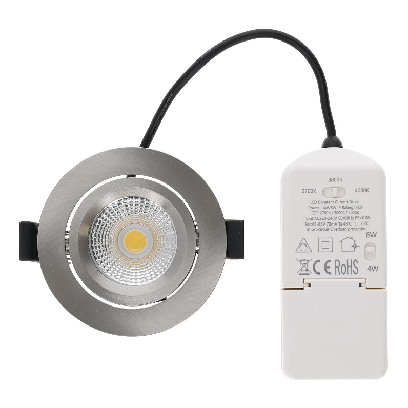 LED Einbauspot slim-fit | 4-6W | Dimmbar | CCT-switch | IP65 | Silber