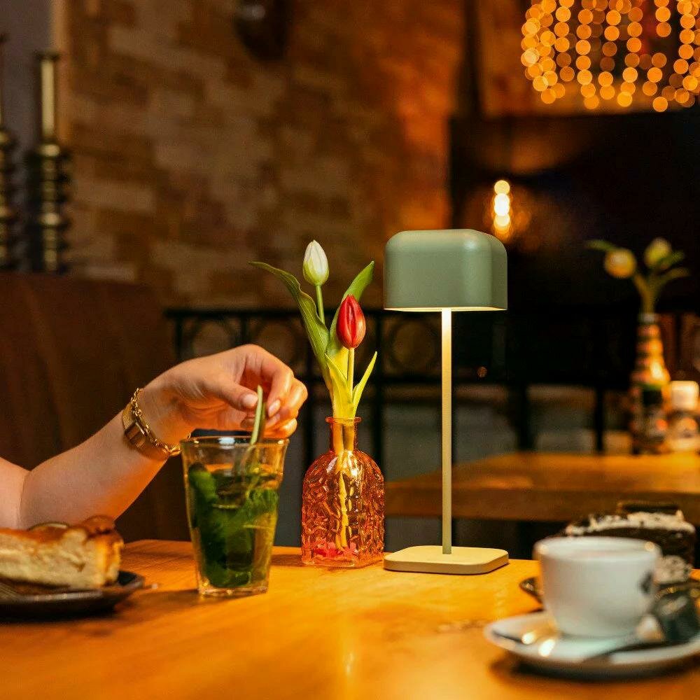 Cabo Tischlampe | Gr&uuml;n-Grau | 30 cm